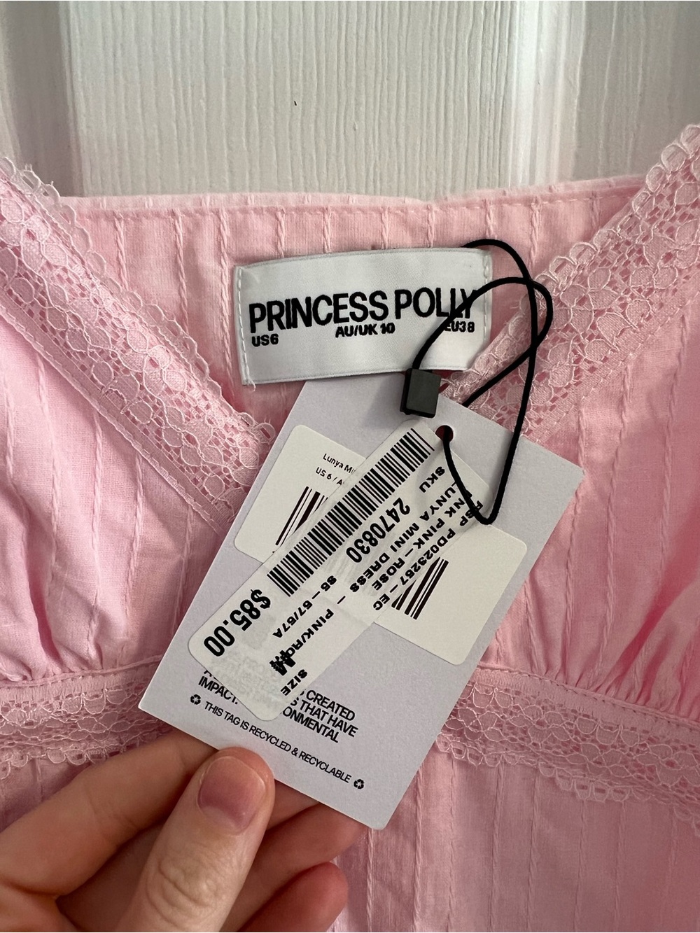 Princess Polly Light Pink Lace-Trim Slip Dress - Picture 3 of 7